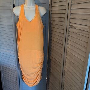 Athleta Sleeveless V-Neck Dress w/side rouching bodycon midi EUC